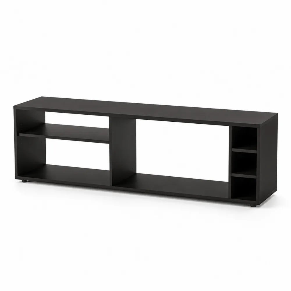 Mobile TV in Legno Composito Nero con Ripiani Aperti 180x40x50 cm