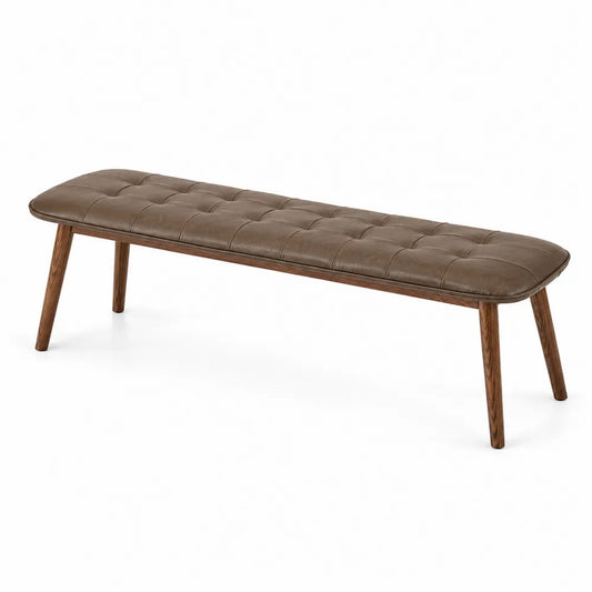 Panca in legno ed ecopelle marrone