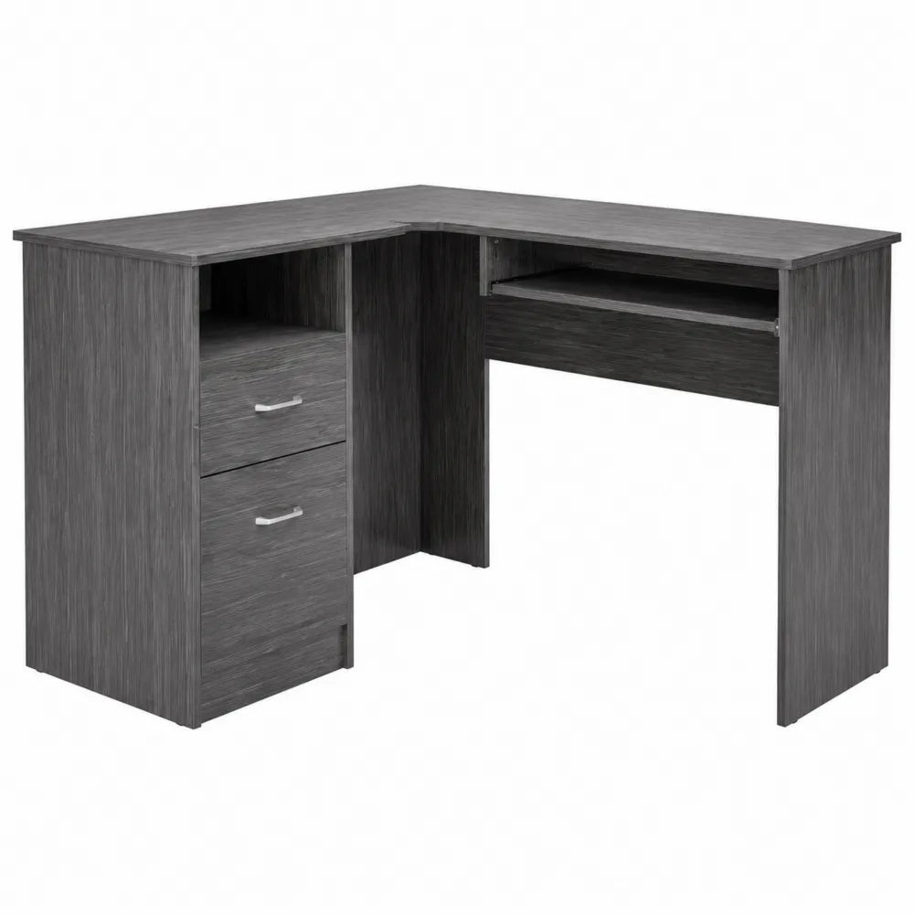Scrivania angolare in legno composito con cassetti Grigio