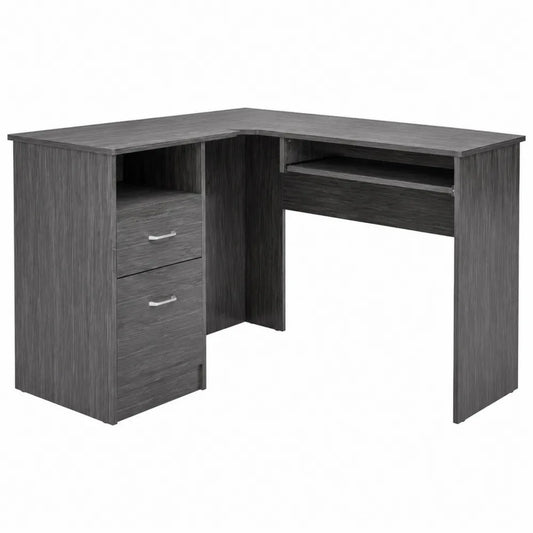 Scrivania angolare in legno composito con cassetti Grigio