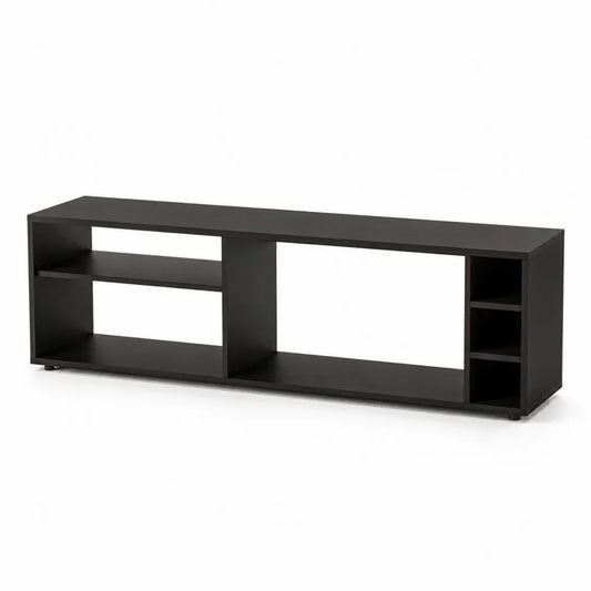 Mobile TV in Legno Composito Nero con Ripiani Aperti 180x40x50 cm
