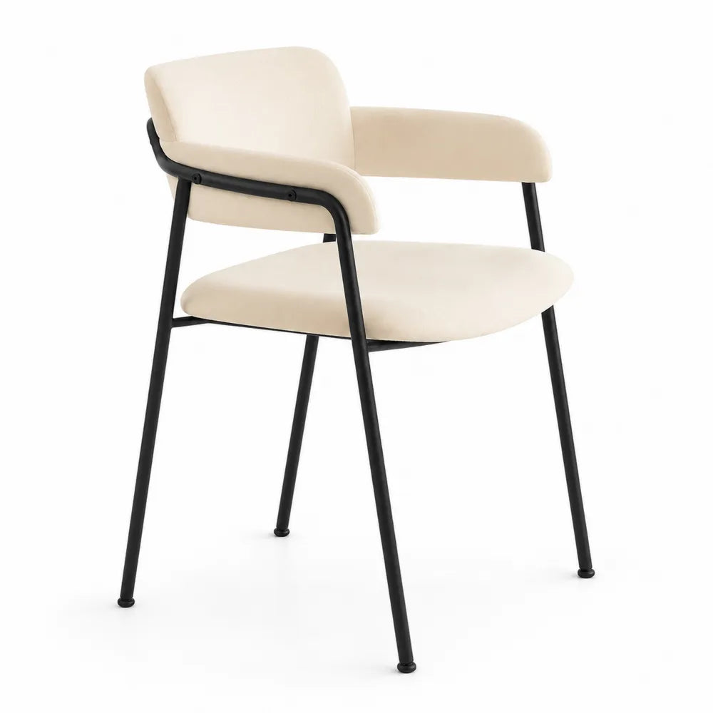 Sedia in metallo e tessuto beige