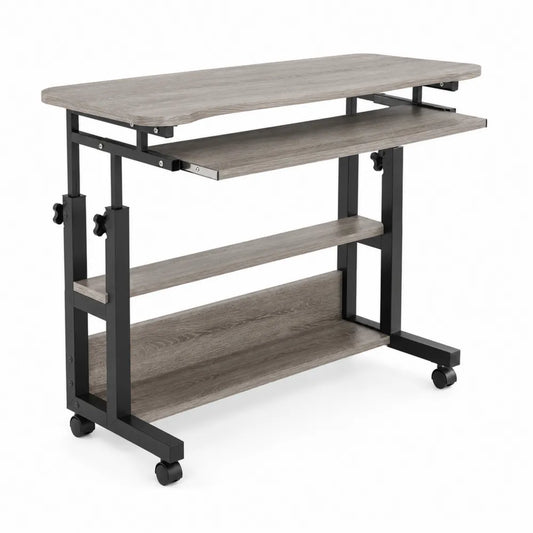 Scrivania in Legno Composito con Struttura in Metallo e Ruote