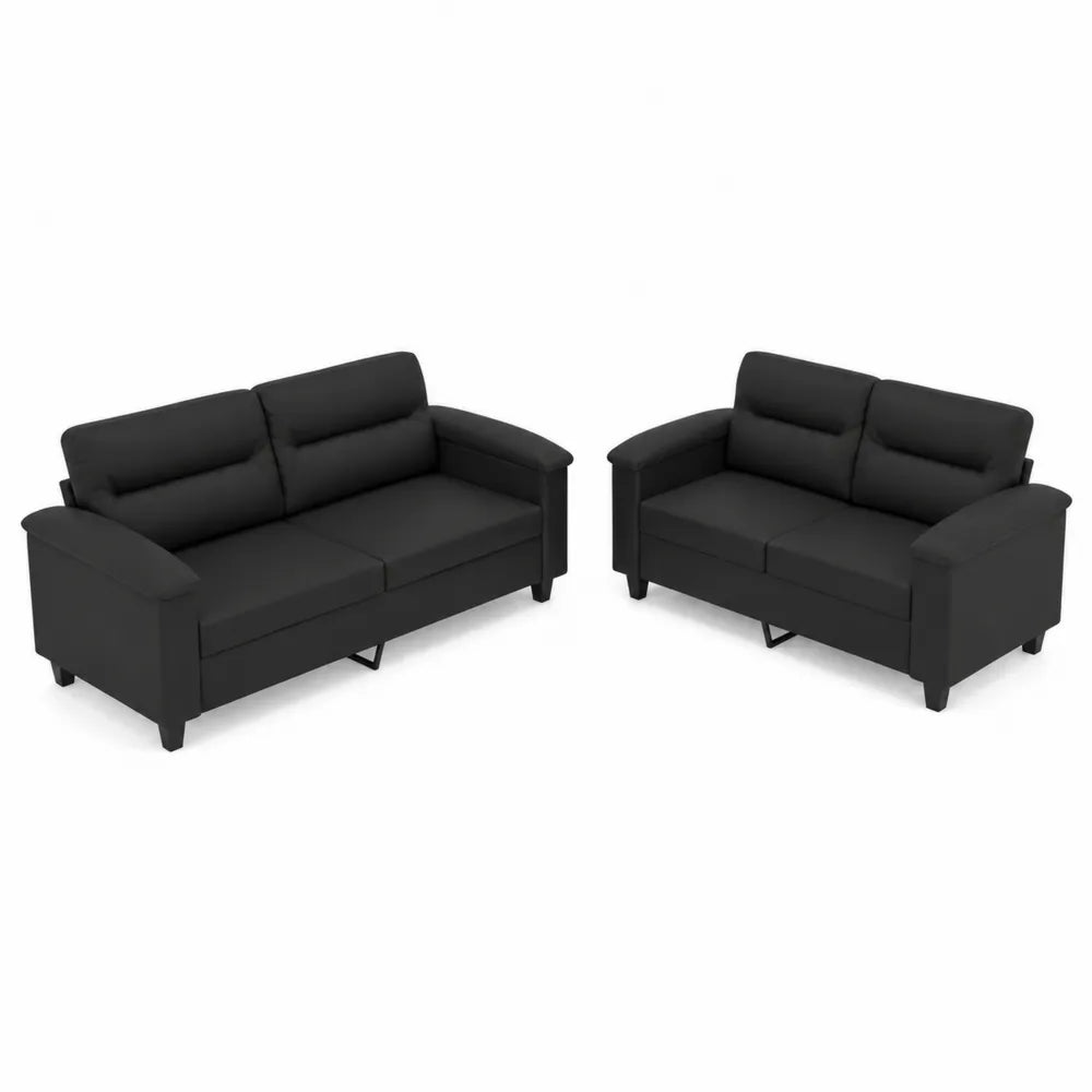 Set di Divani 2 e 3 Posti in Pelle Sintetica Nero