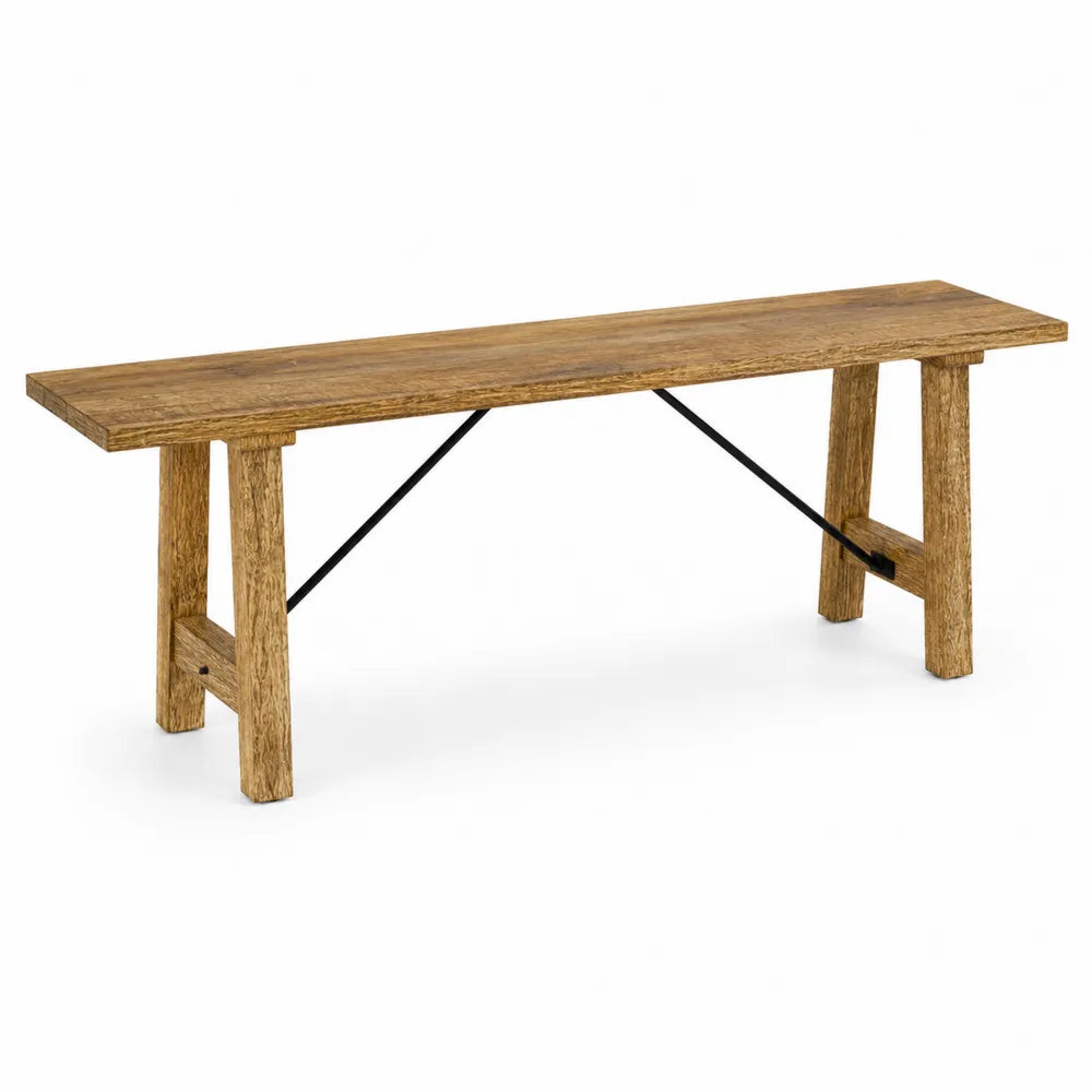 Panca in Legno Massello con Supporti in Metallo 120x30x45 cm