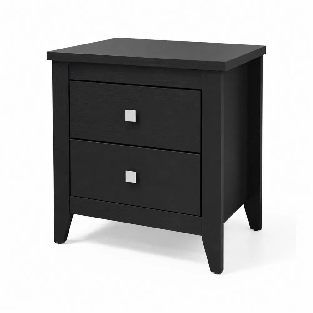 Comodino in legno MDF nero con 2 cassetti 45x35x55 cm