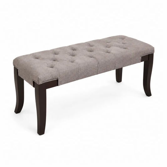 Panca in legno e tessuto grigio