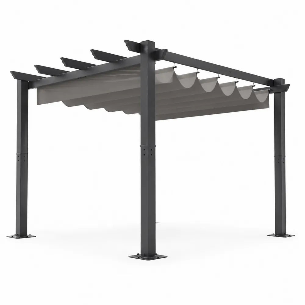 Pergola da giardino in metallo con copertura in tela poliestere 300x300 cm