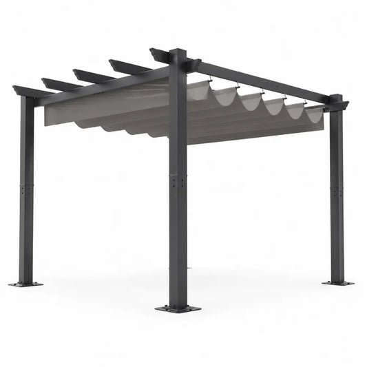 Pergola da giardino in metallo con copertura in tela poliestere 300x300 cm